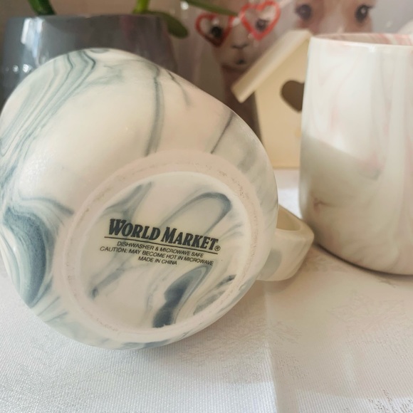 World Market Marble Stoneware Look Ceramic Set of Cafe Mugs - Picture 7 of 15